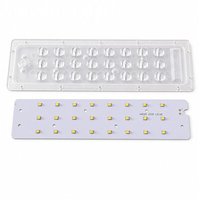 پوشش ماژول نور خیابانی LED 24 واتی با لنز اپتیکال رایانه شخصی نامتقارن 45×143 درجه با برد PCB LED SMD 3535
